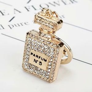 Fashion Parfum Bottle Alloy Inlay Rhinestones Pendant Keychain
